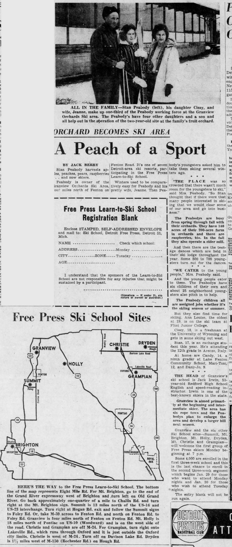 Granview Orchards Ski Area - Jan 7 1962 Article With Family (newer photo)